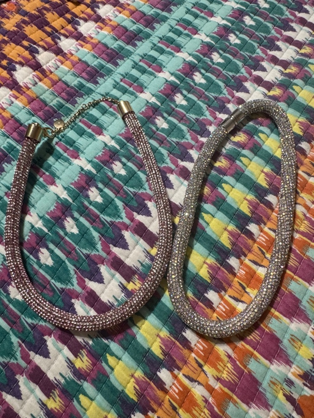 Crystal Mesh Necklace - Pink and Silver Sparkle set of 2